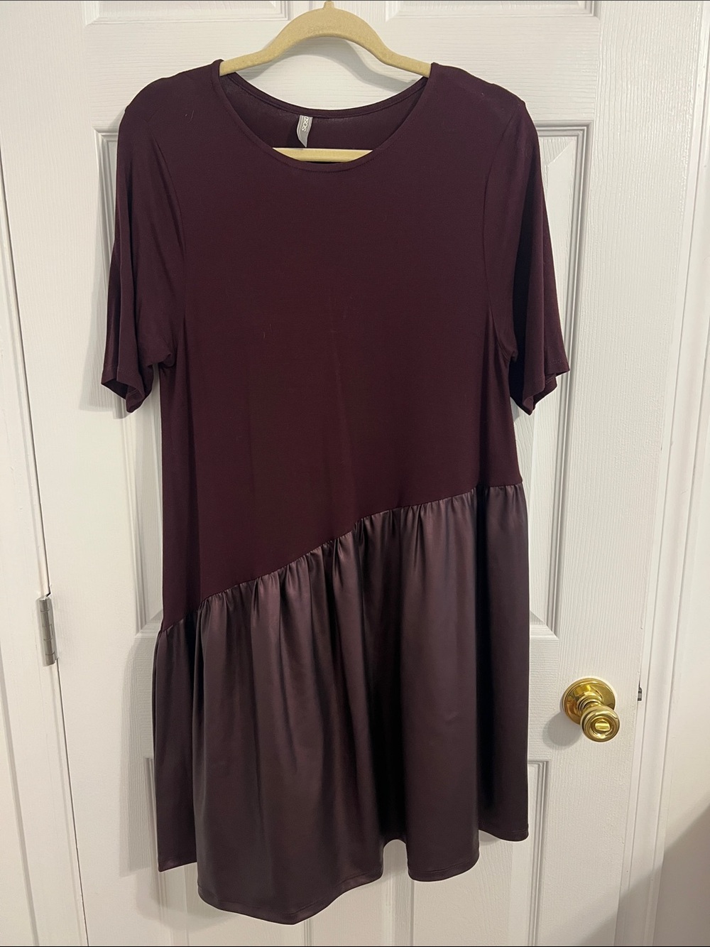 ASOS Plum Short Sleeve Tiered Mix-Media Dress